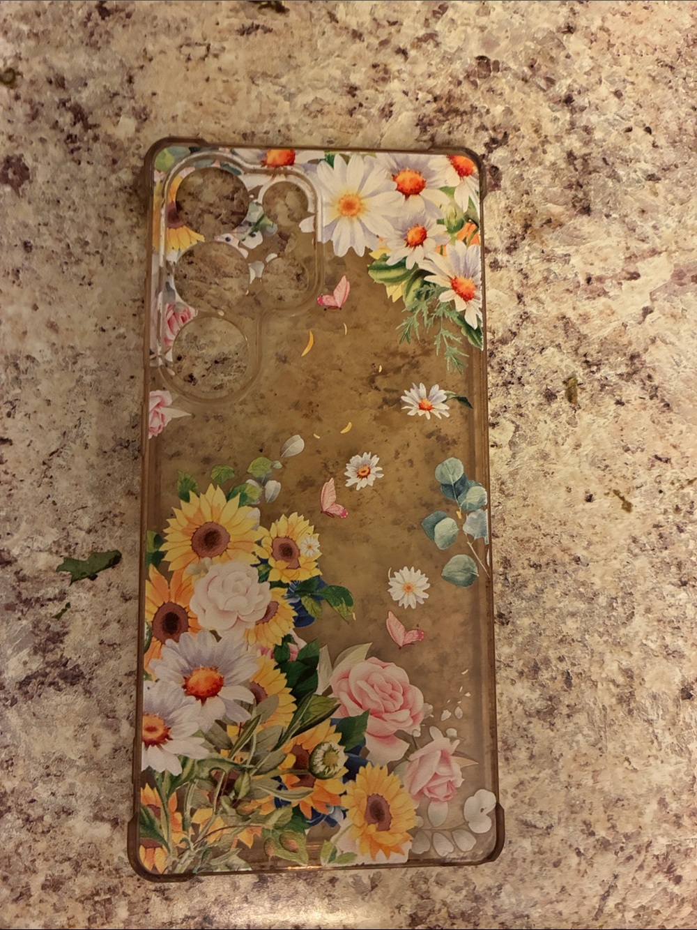 EUC Samsung Galaxy 25 Floral Clear plastic Protective Phone Case.